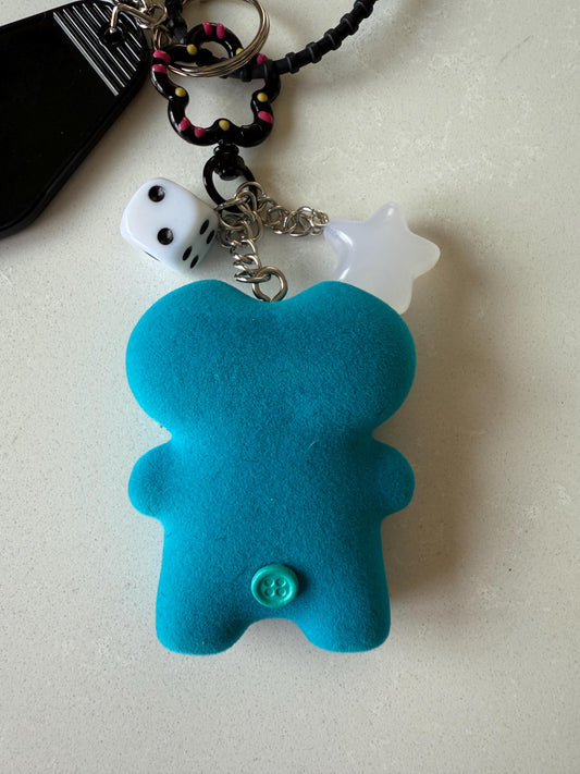 Fuggler - Fuzzy Blue Gaptooth McGoo – Handmade Bag Charm with FREE Custom Motel Name Tag!
