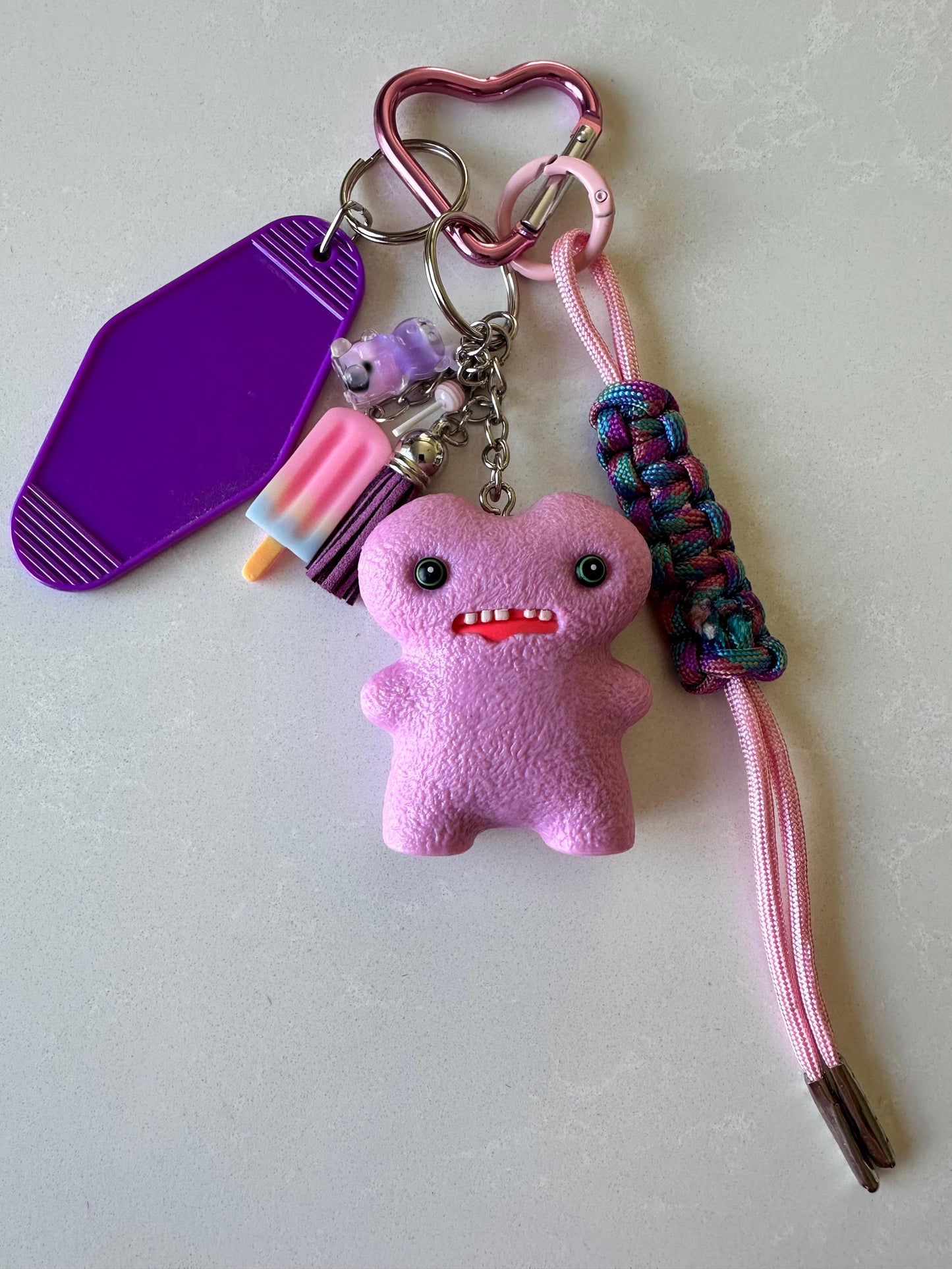 Fuggler - Gaptooth McGoo Lilac – Handmade Bag Charm with FREE Custom Motel Name Tag!