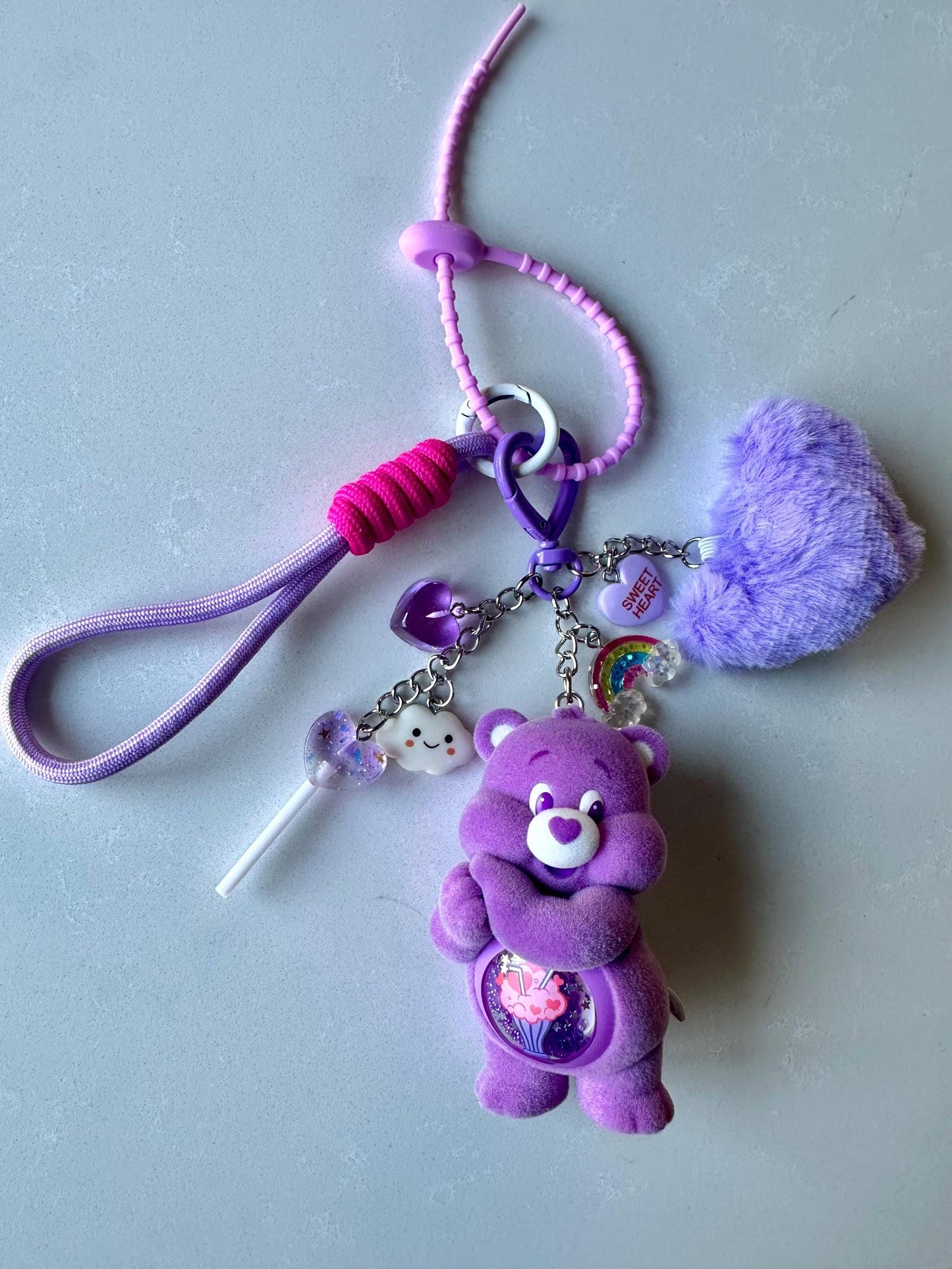 Purple Share Bear Bag Charm: Authentic Care Bear Figure