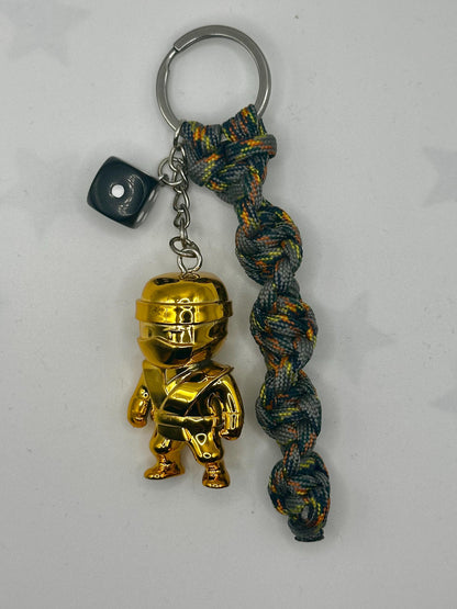Stumble Guys Gold Sensei Keychain – Handmade Gamer Bag Charm, Backpack Accessory Gift