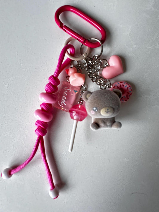 Tiny Teddy Bear Bag, Purse or Backpack Charm - Handmade