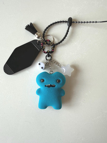 Fuggler - Fuzzy Blue Gaptooth McGoo – Handmade Bag Charm with FREE Custom Motel Name Tag!