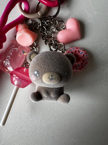 Tiny Teddy Bear Bag, Purse or Backpack Charm - Handmade