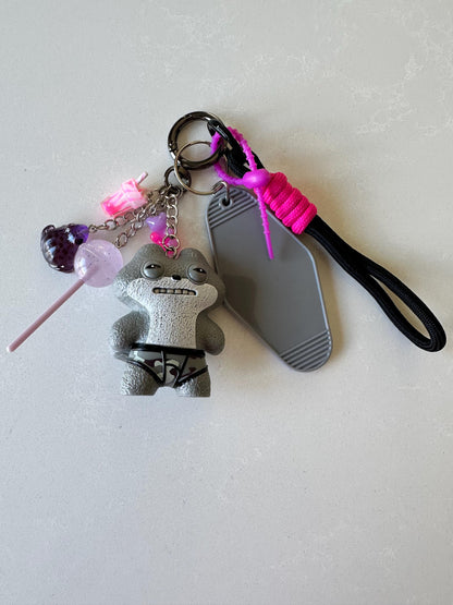 Fuggler - Sketchy Squirrel Grey – Handmade Bag Charm with FREE Custom Motel Name Tag!