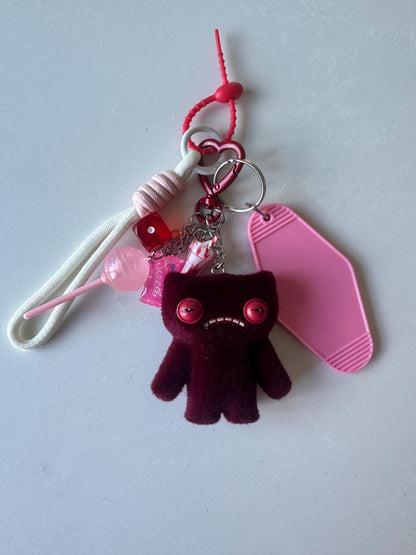 Fuggler - Wide-Eyed Weirdo Red – Handmade Bag Charm with FREE Custom Motel Name Tag!